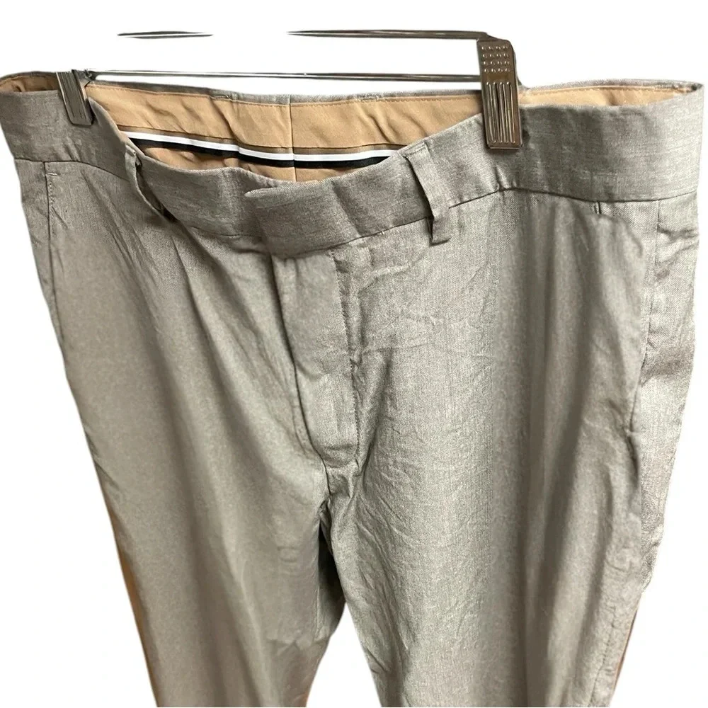 Hugo Boss Men’s 34R Khaki Dress Pants Flat Front Beige Chino Trousers 34x28